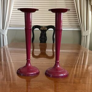 Vintage Tall Bronze Trumpetblower Candle holder